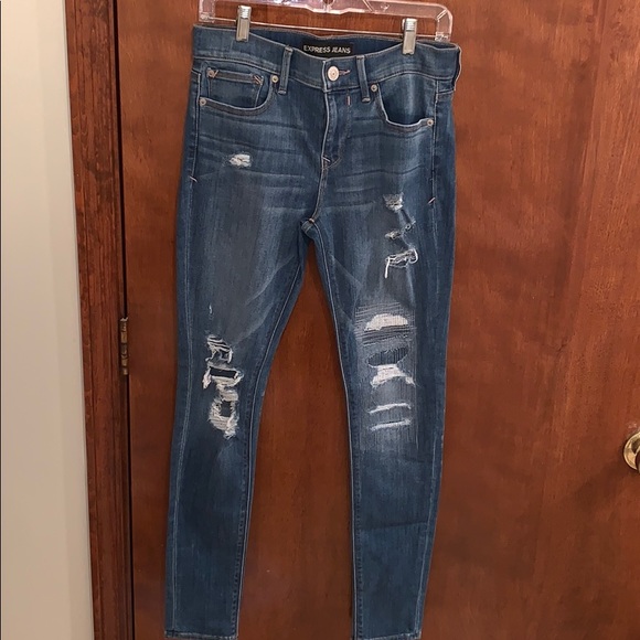 Express Mid-Rise Denim Legging Size 4 Regular - Picture 1 of 3